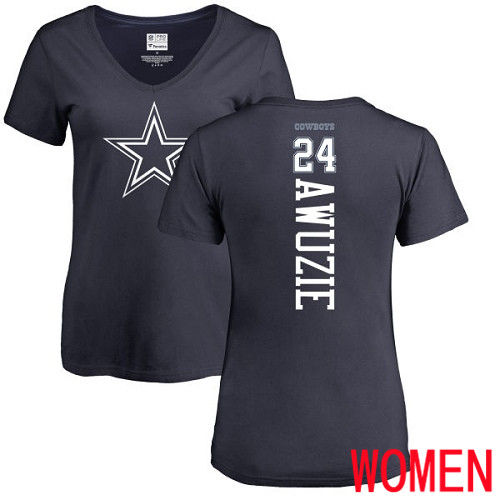 Women Dallas Cowboys Navy Blue Chidobe Awuzie Backer #24 Nike NFL T Shirt->women nfl jersey->Women Jersey